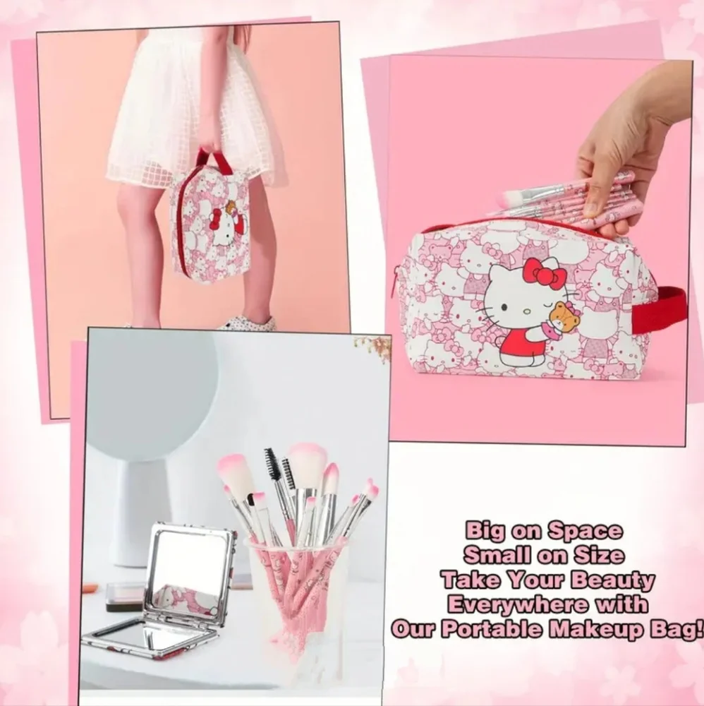 Hello Kitty 12 Piece Makeup Brush And Waterproof Makeup Bag Set - Picture 4 of 9